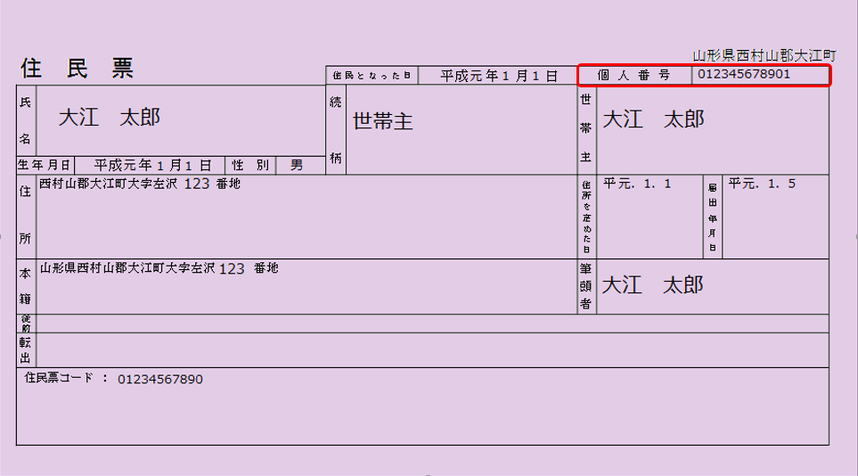 マイナンバー入り住民票